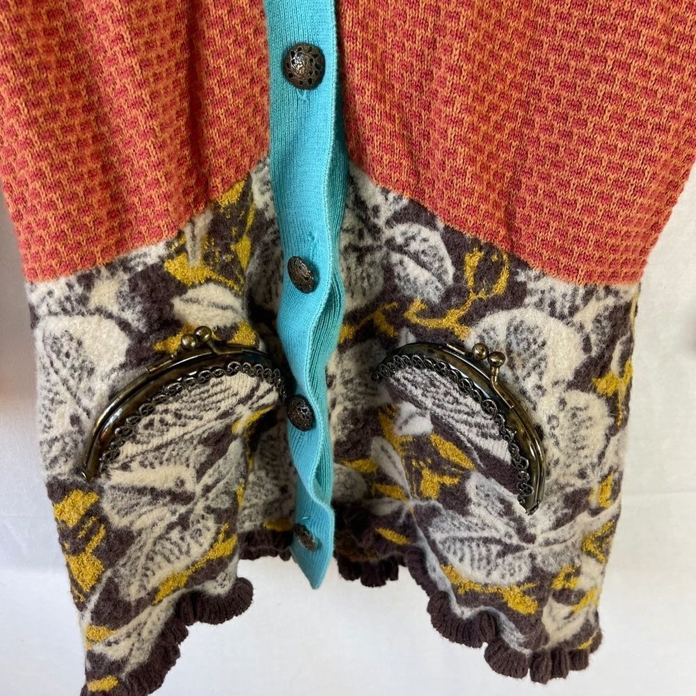 Anthropologie Lia Molly New Orleans Coin Purse Pocket Cardigan Sweater Sz XXS - Picture 7 of 10